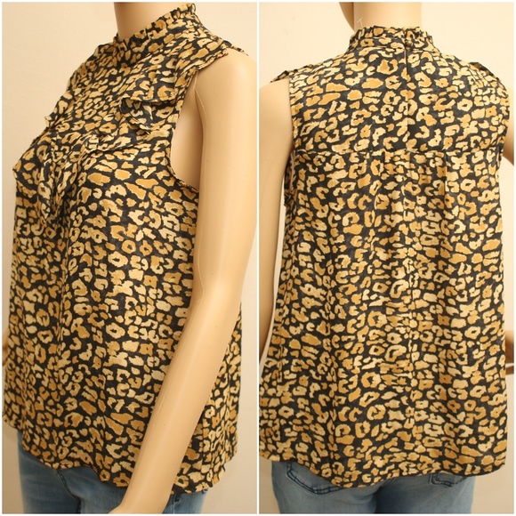 leopard print ruffle blouse